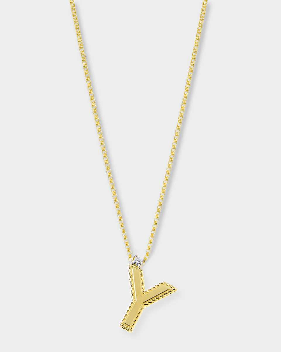 Princess 18K Yellow Gold Diamond Initial Necklace, Y